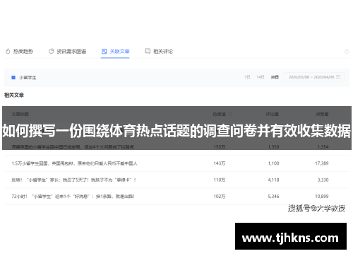 如何撰写一份围绕体育热点话题的调查问卷并有效收集数据